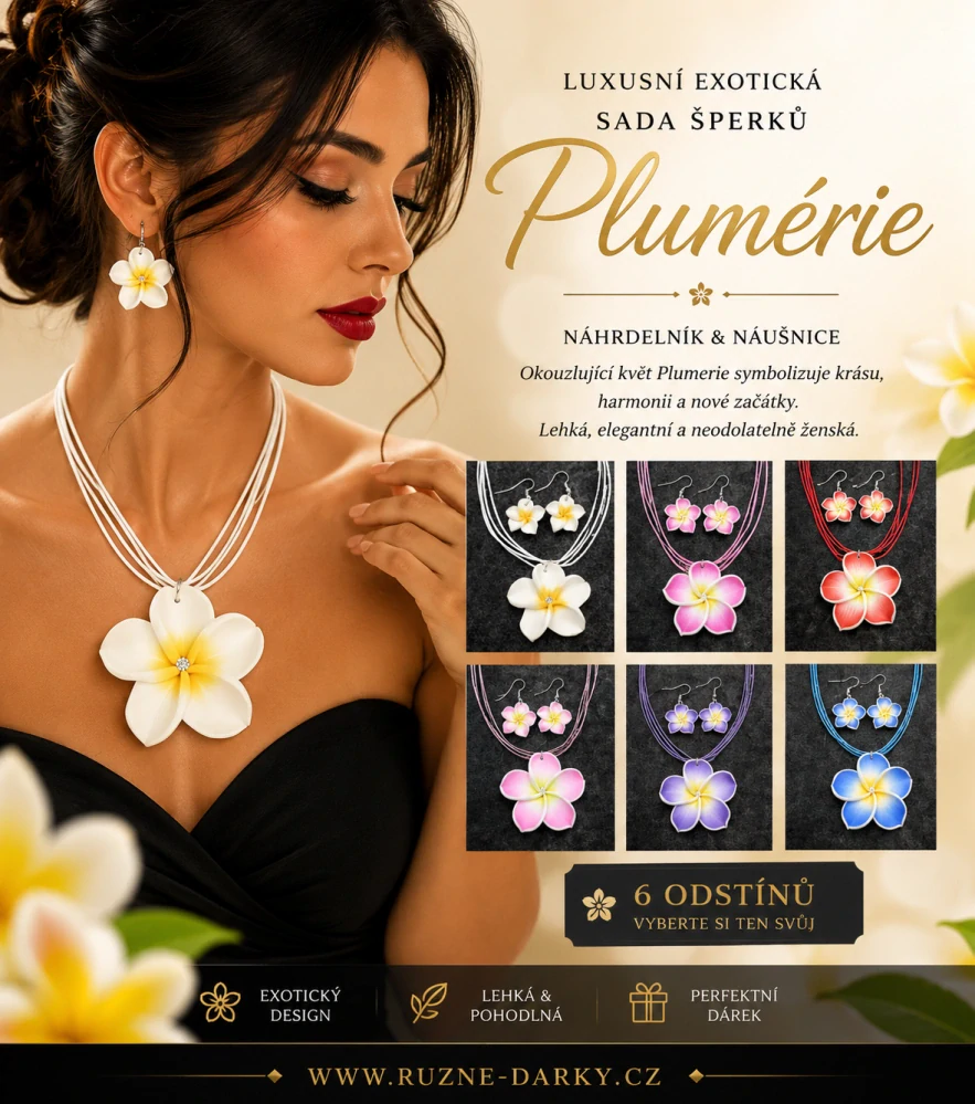 Luxusní exotická sada šperků Plumérie