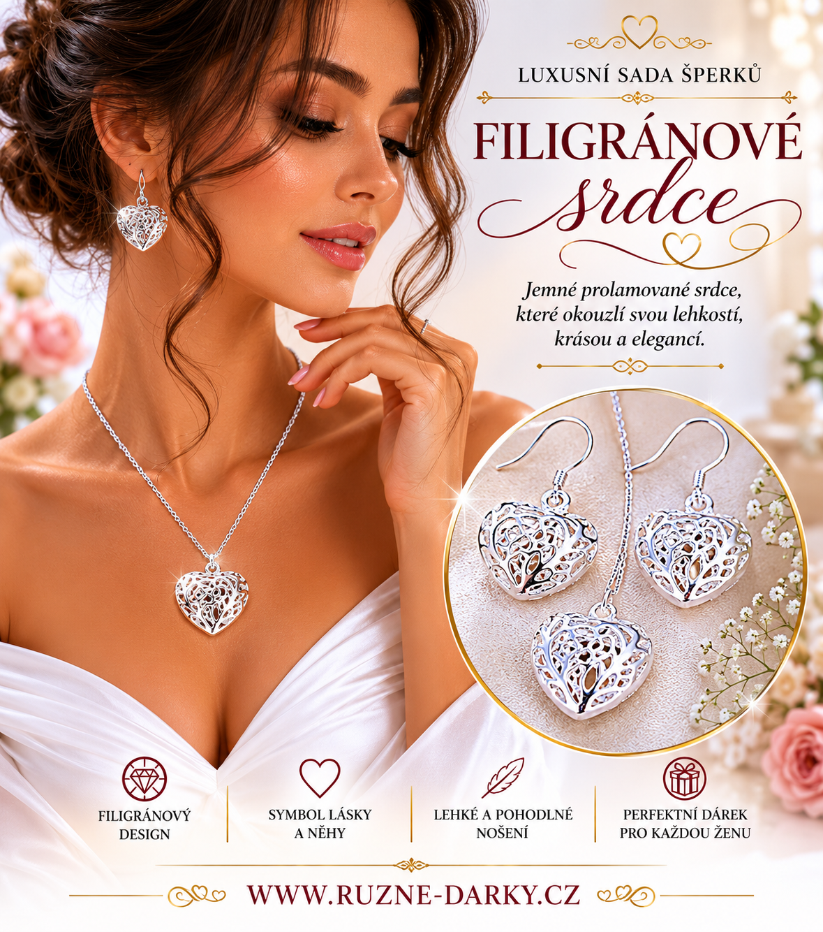 Luxusní sada šperků Filigránové srdce