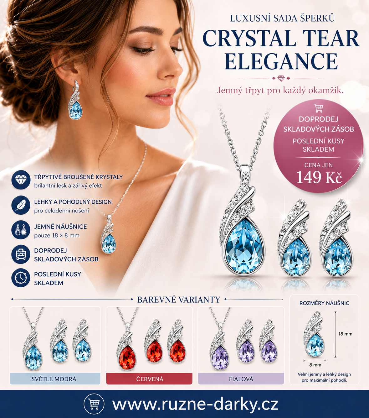 Sada šperků Crystal Tear Elegance - 6 variant