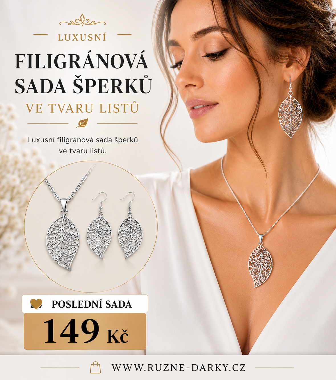 Luxusní Filigránová sada šperků ve tvaru listů
