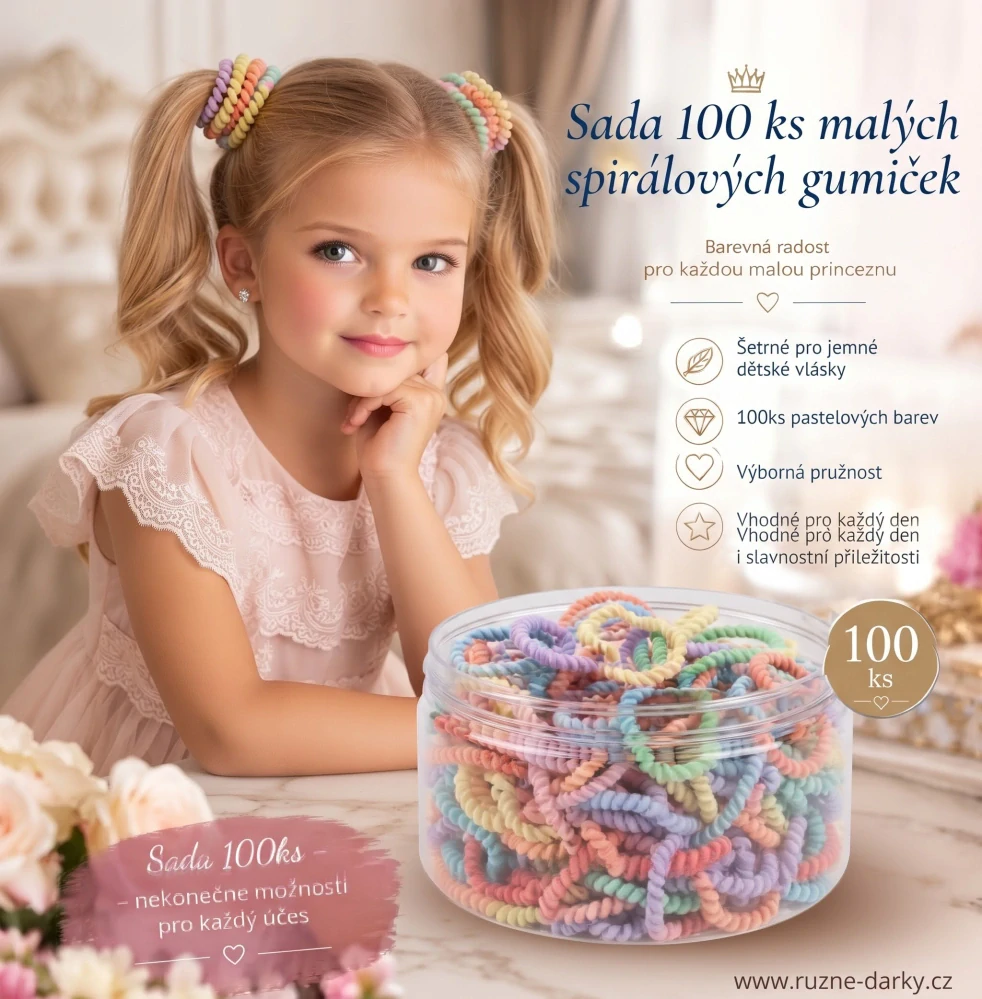 Sada 100 kusů malých spirálových gumiček