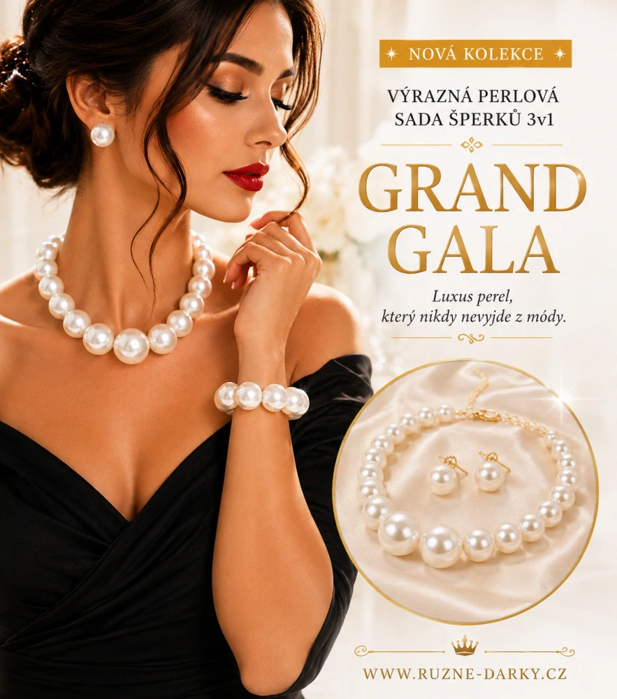 Výrazná perlová sada šperků 3v1 Grand Gala