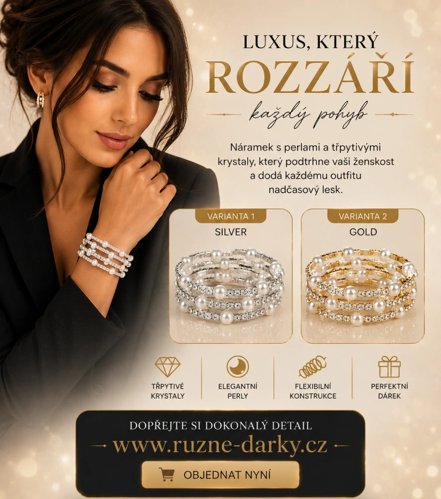 Luxusní perlový náramek s krystaly