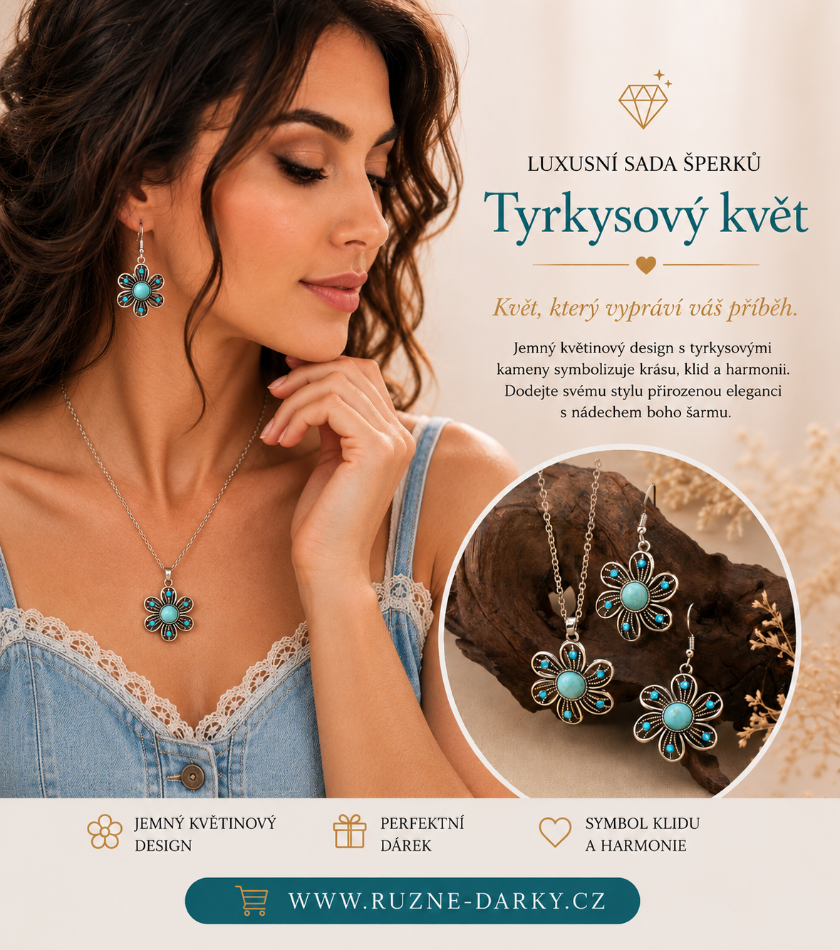 Luxusní sada šperků Tyrkysový květ