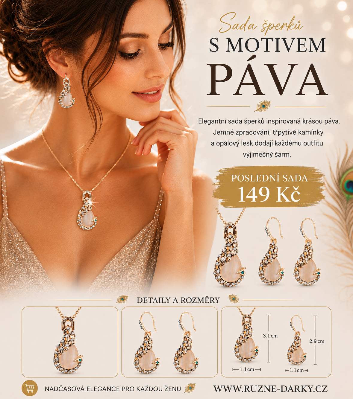 Sada šperků s motivem páva