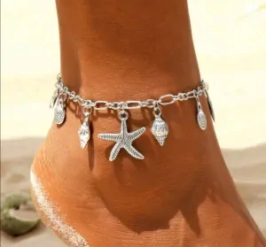 Řetízek na nohu s přívěsky mušliček