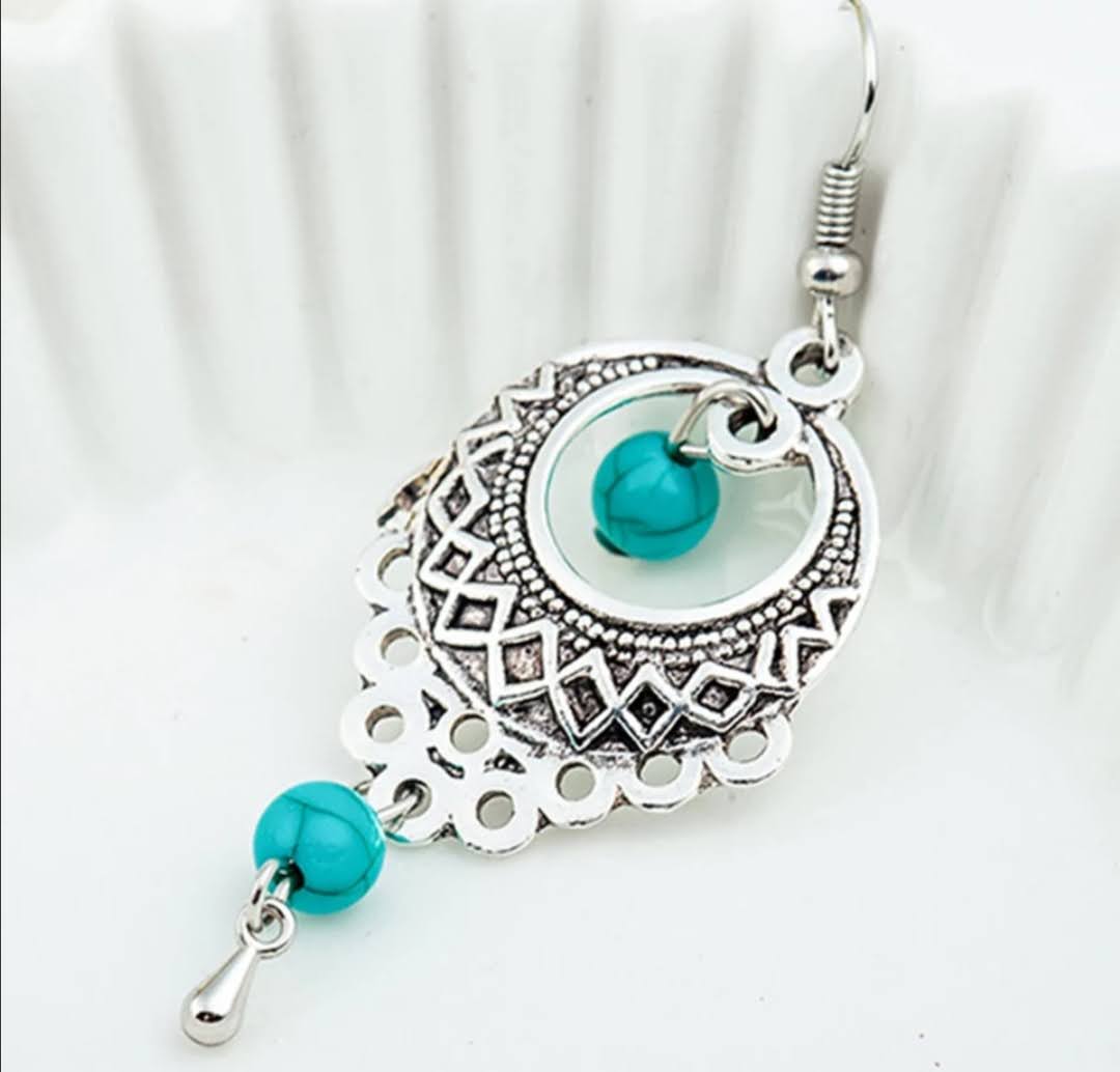 Krásné tyrkysové dlouhé náušnice