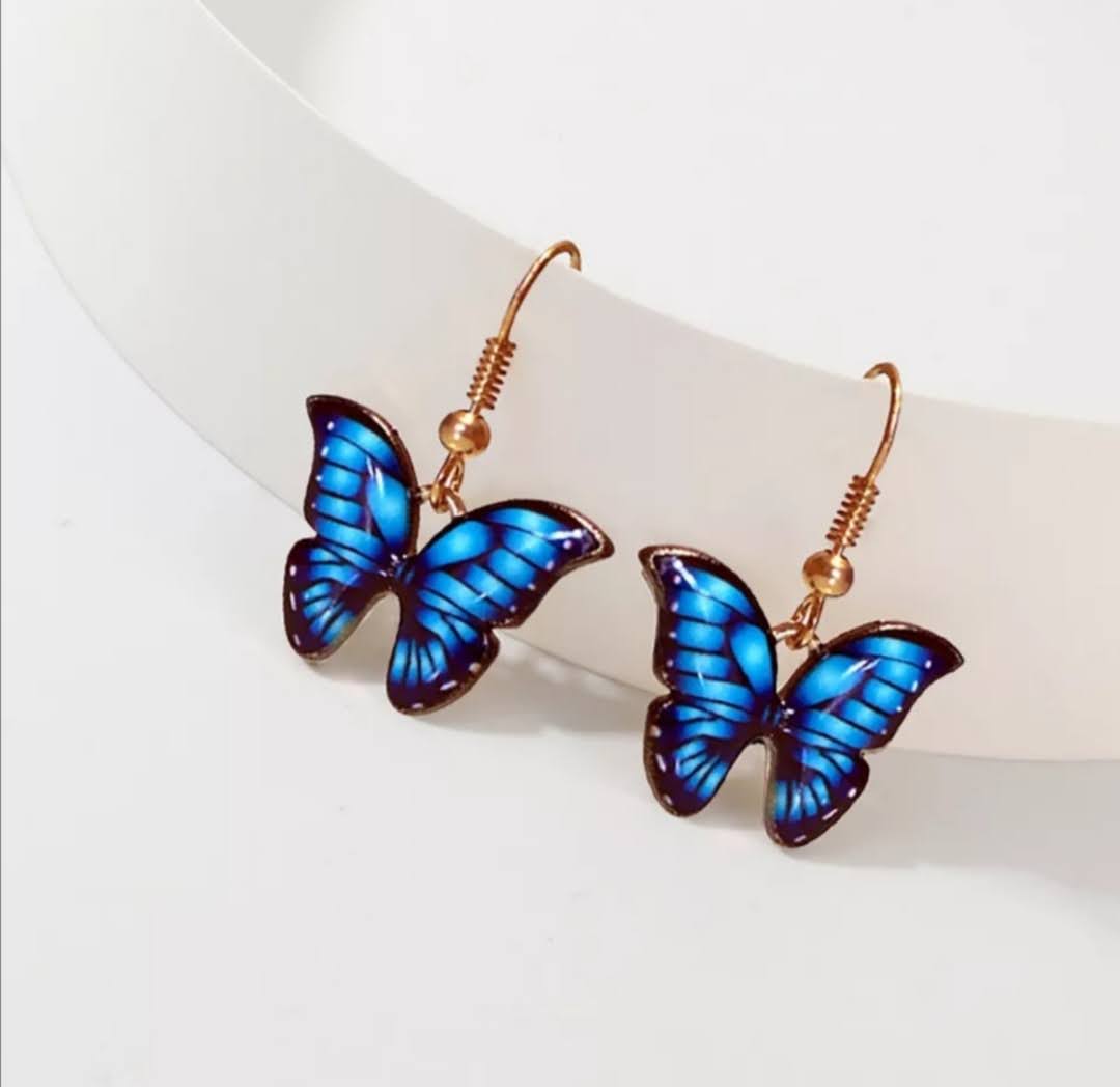 Jemné náušnice modrý motýl