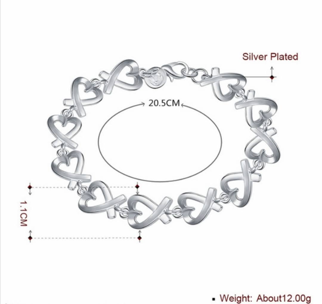 Řetízkový náramek spojená srdce