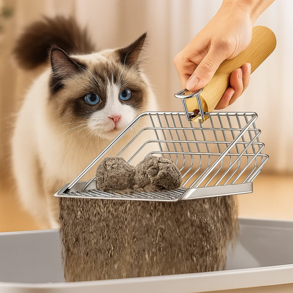 Velká kovová lopatka na kočičí toaletu