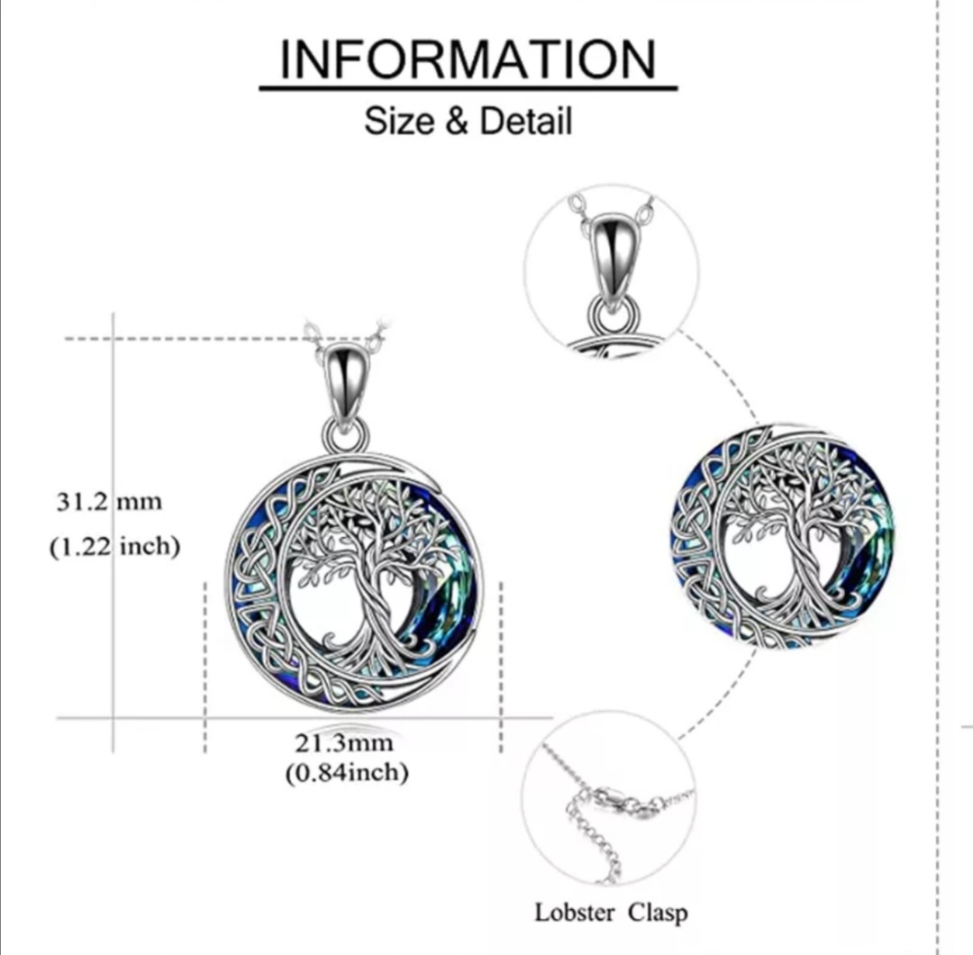 Řetízek s přívěskem strom života modrý krystal