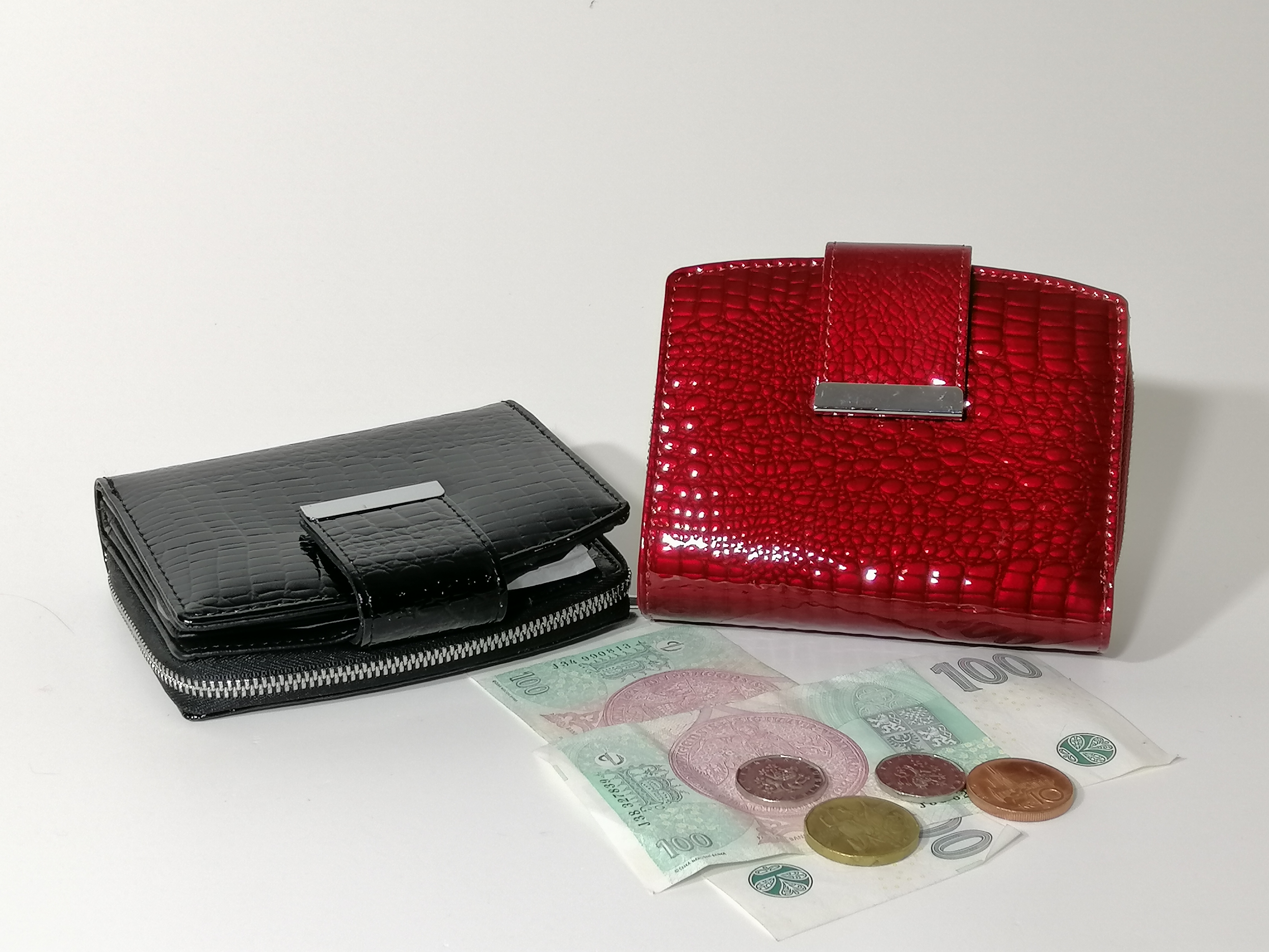 Kožená lakovaná peněženka hadí vzor 01-9604