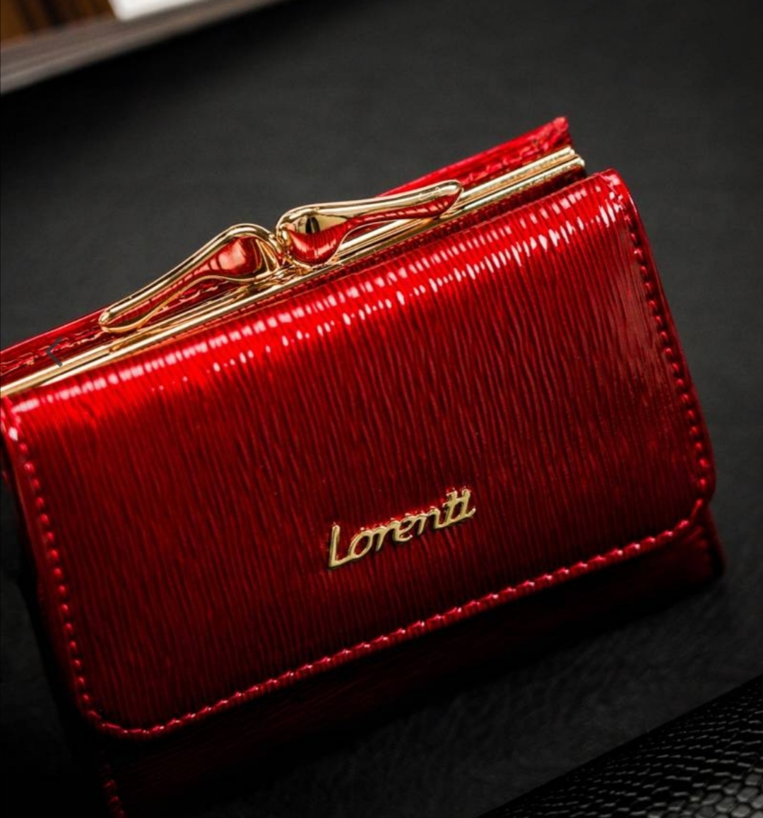 Malá dámská kožená lakovaná peněženka Lorenti červená 