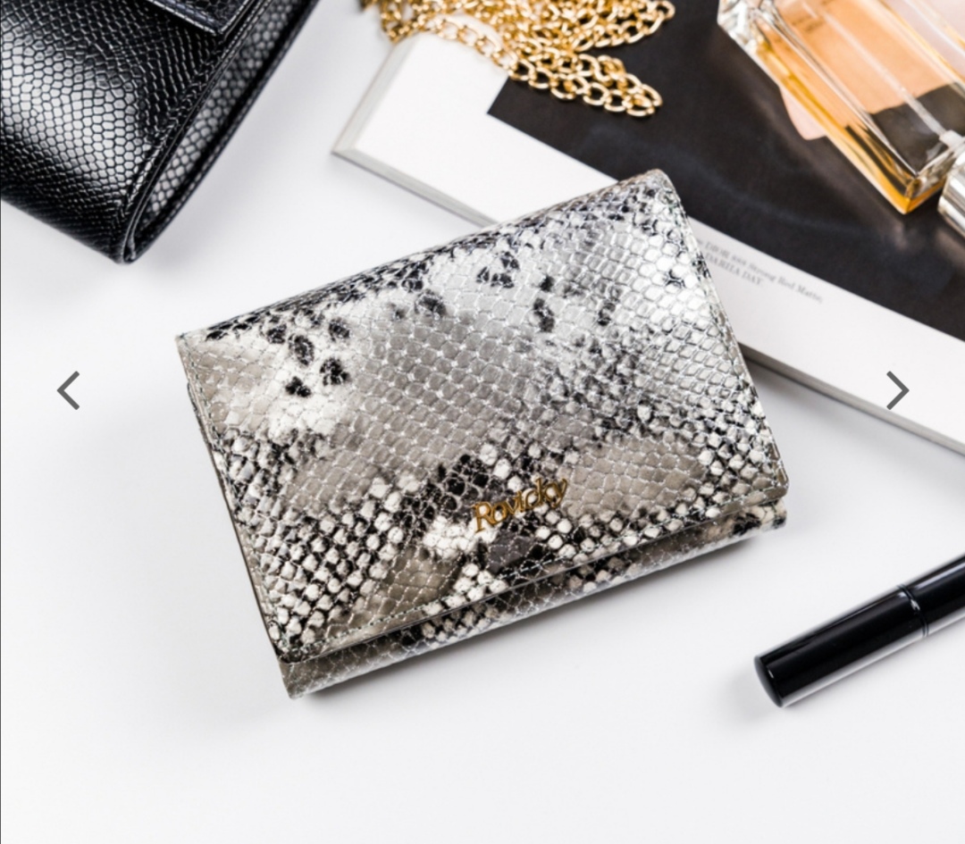 Střední dámská kožená lakovaná peněženka Rovicky stříbrná 