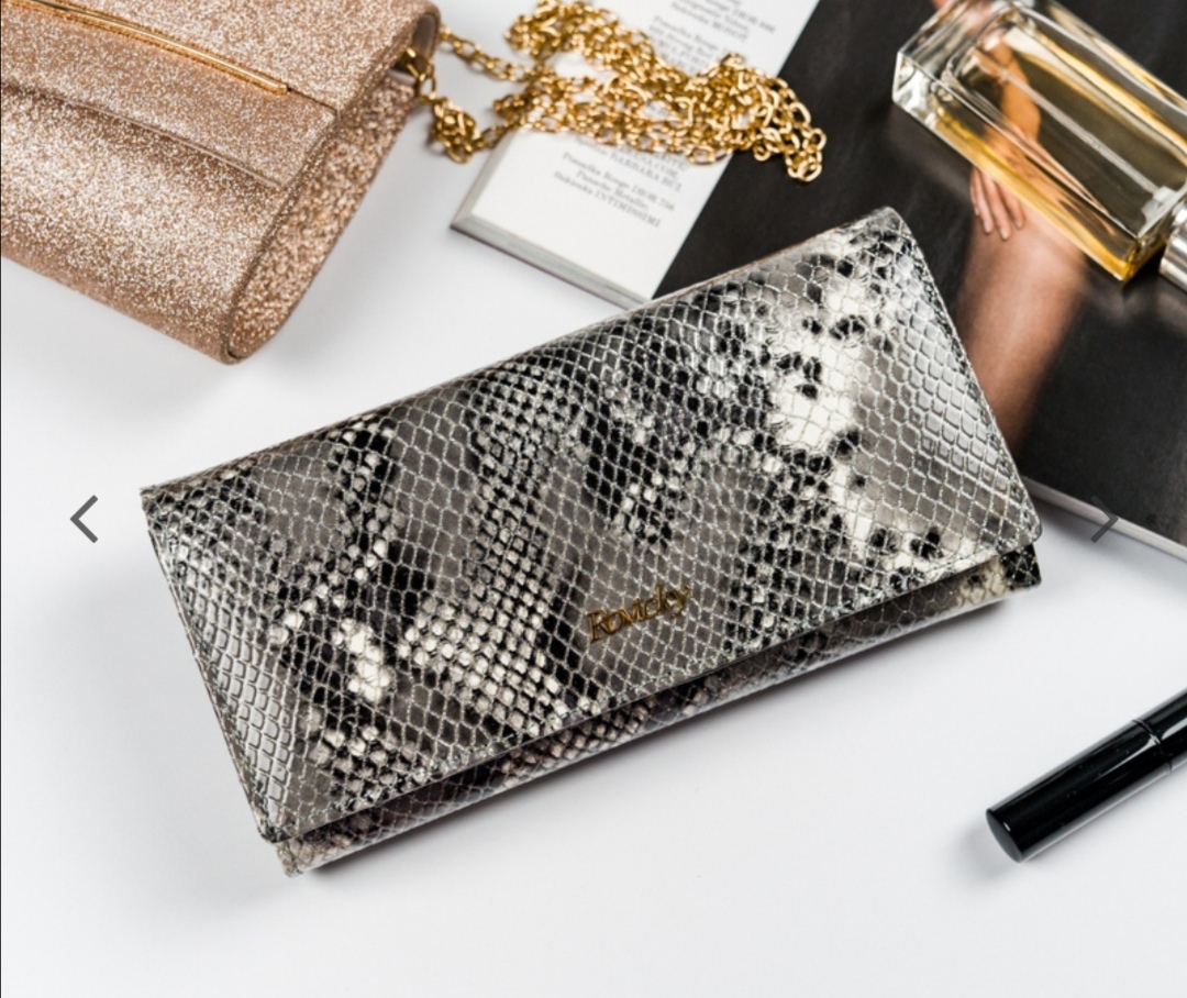 Velká dámská kožená peněženka Rovicky stříbrná hadí kůže 