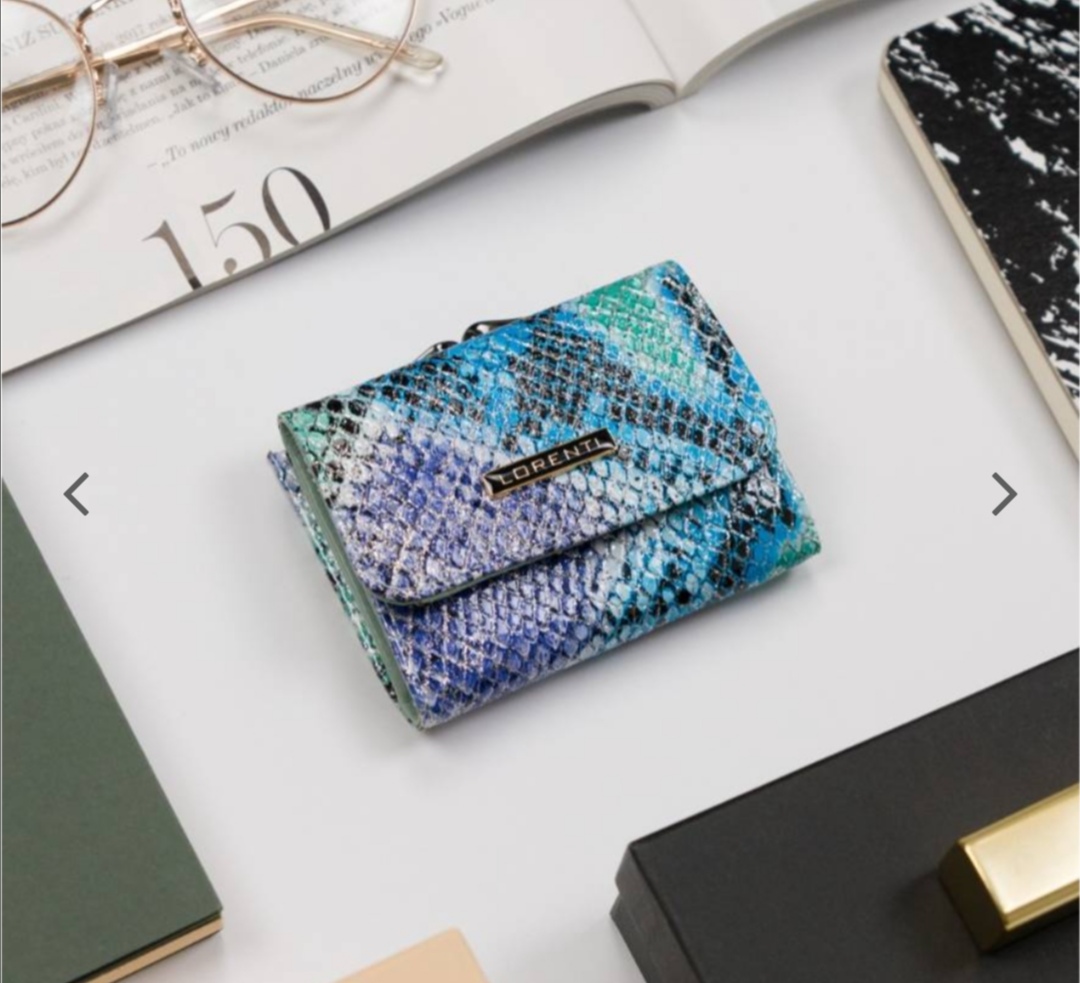 Malá dámská kožená peněženka Lorenti s hadím vzorem modrá 