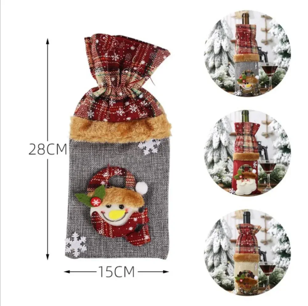 Vánoční sáček na láhev textilní 
