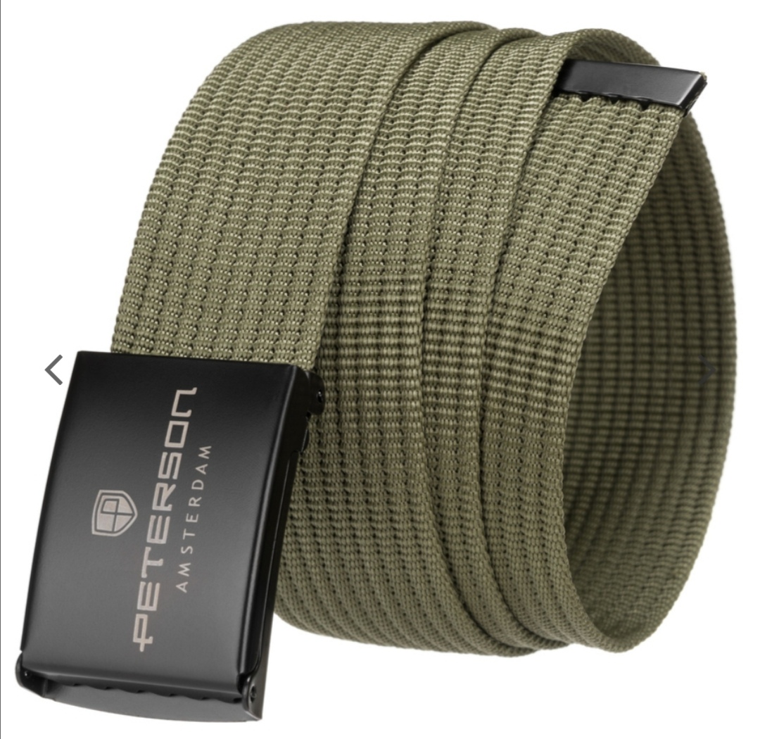 Pánský popruhový opasek s kovovou přezkou Peterson khaki 