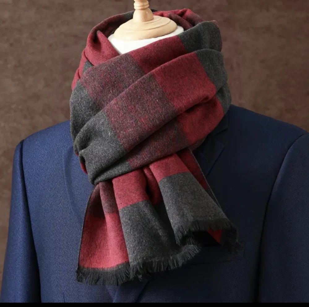 Módní pánská šála s bordó bloky