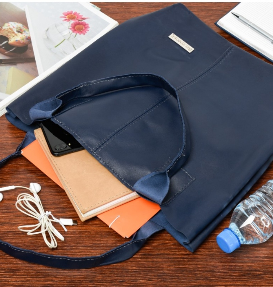 Velká dámská kožená kabelka Beltimore modrá 