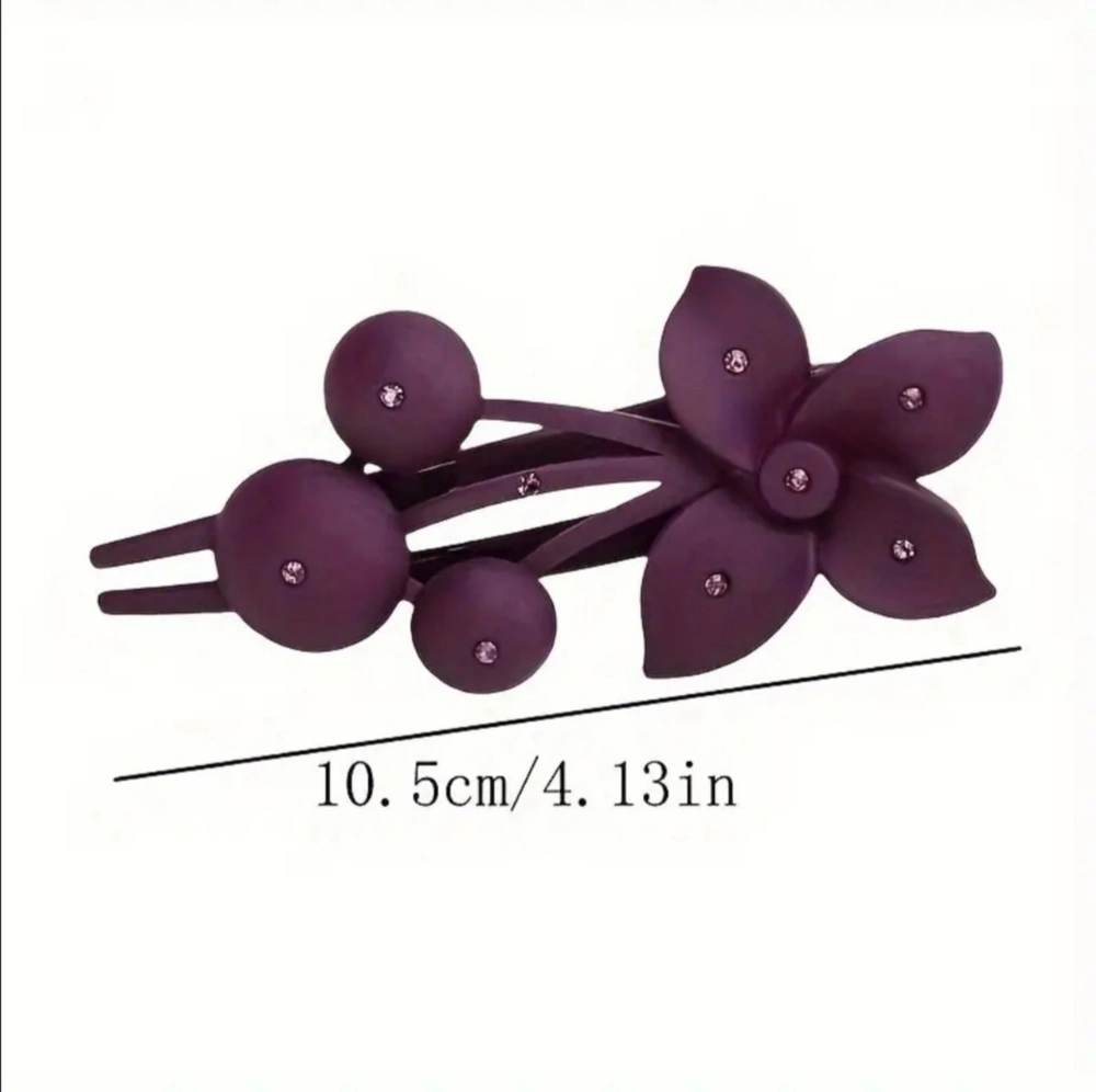 Velký květinový skřipec do vlasů v nachové barvě 