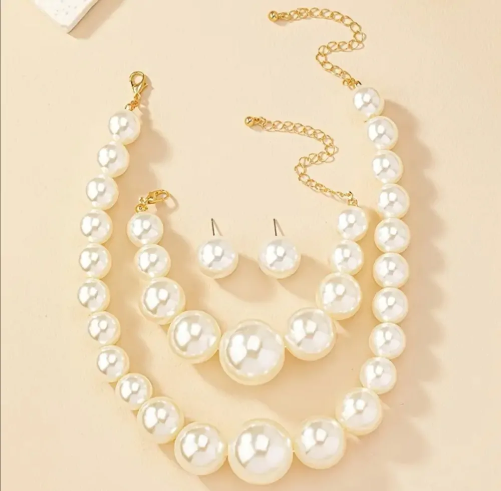 Výrazná perlová sada šperků 3v1 Grand Gala