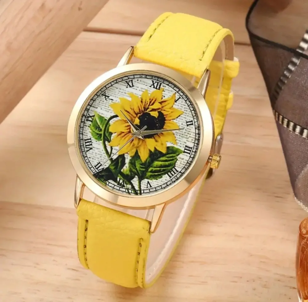 Dámské hodinky s motivem slunečnice + náramek 