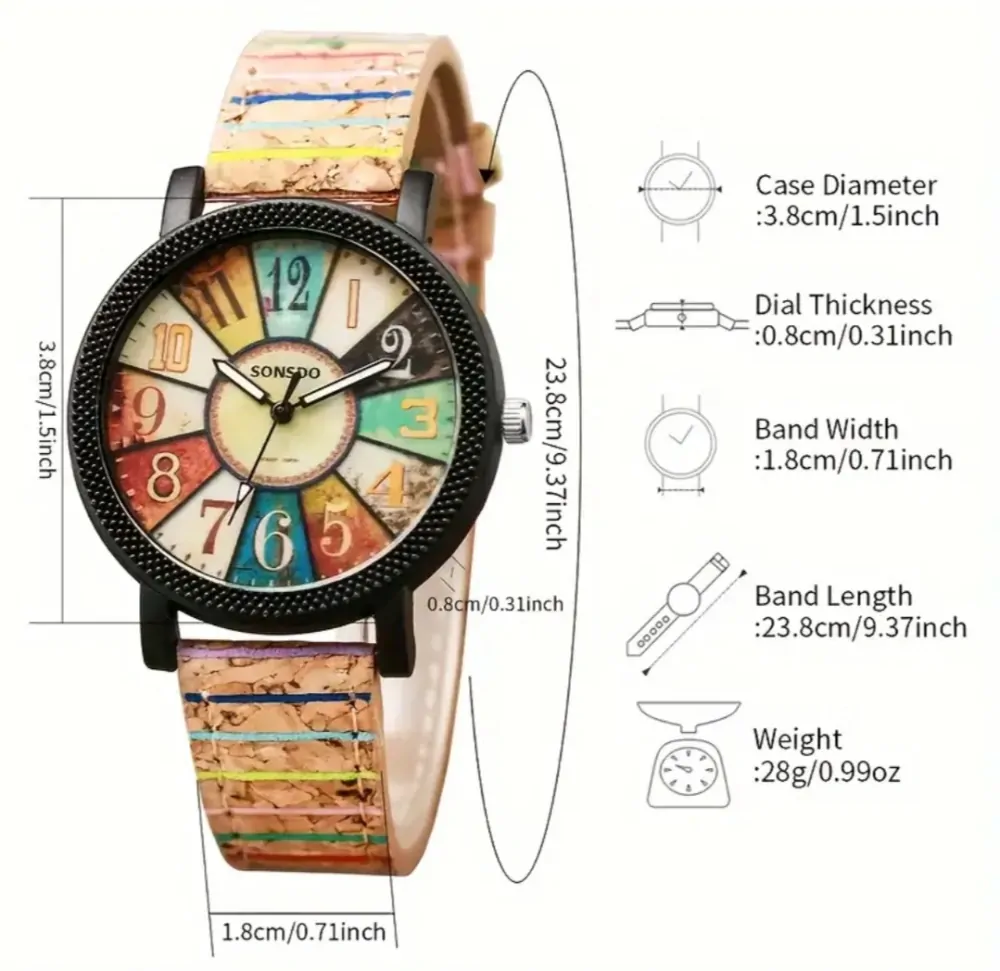 Dámské hodinky v retro stylu imitace dřeva 