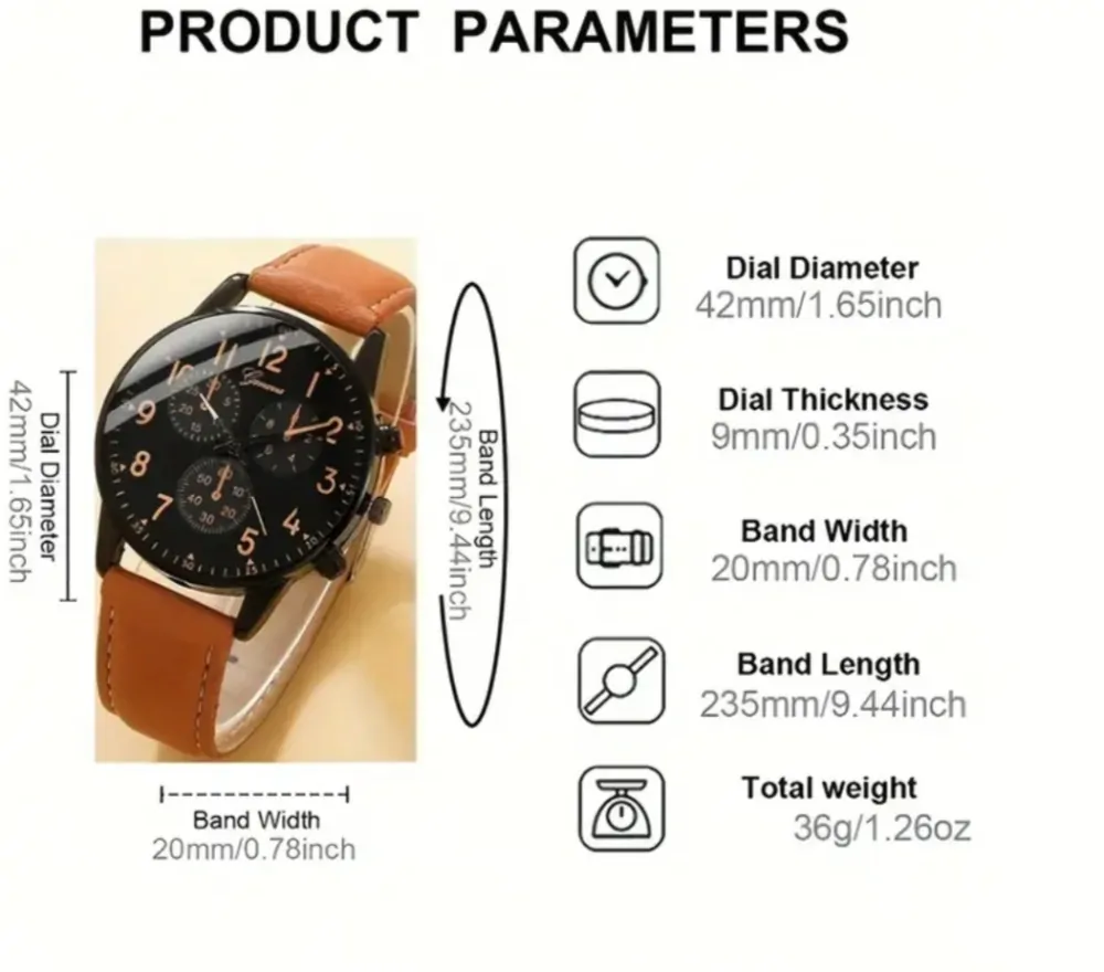 Pánská sada hodinek Geneva v hnědé barvě s náramky