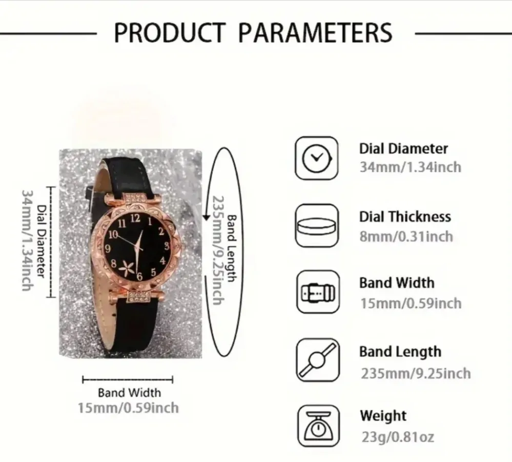 Luxusní dárková sada hodinek s květinou a 5 náramky 