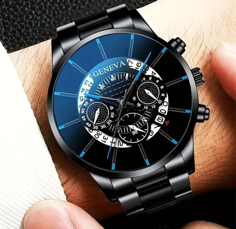 Elegantní 2 dílná sada pánských hodinek Geneva s náramkem 