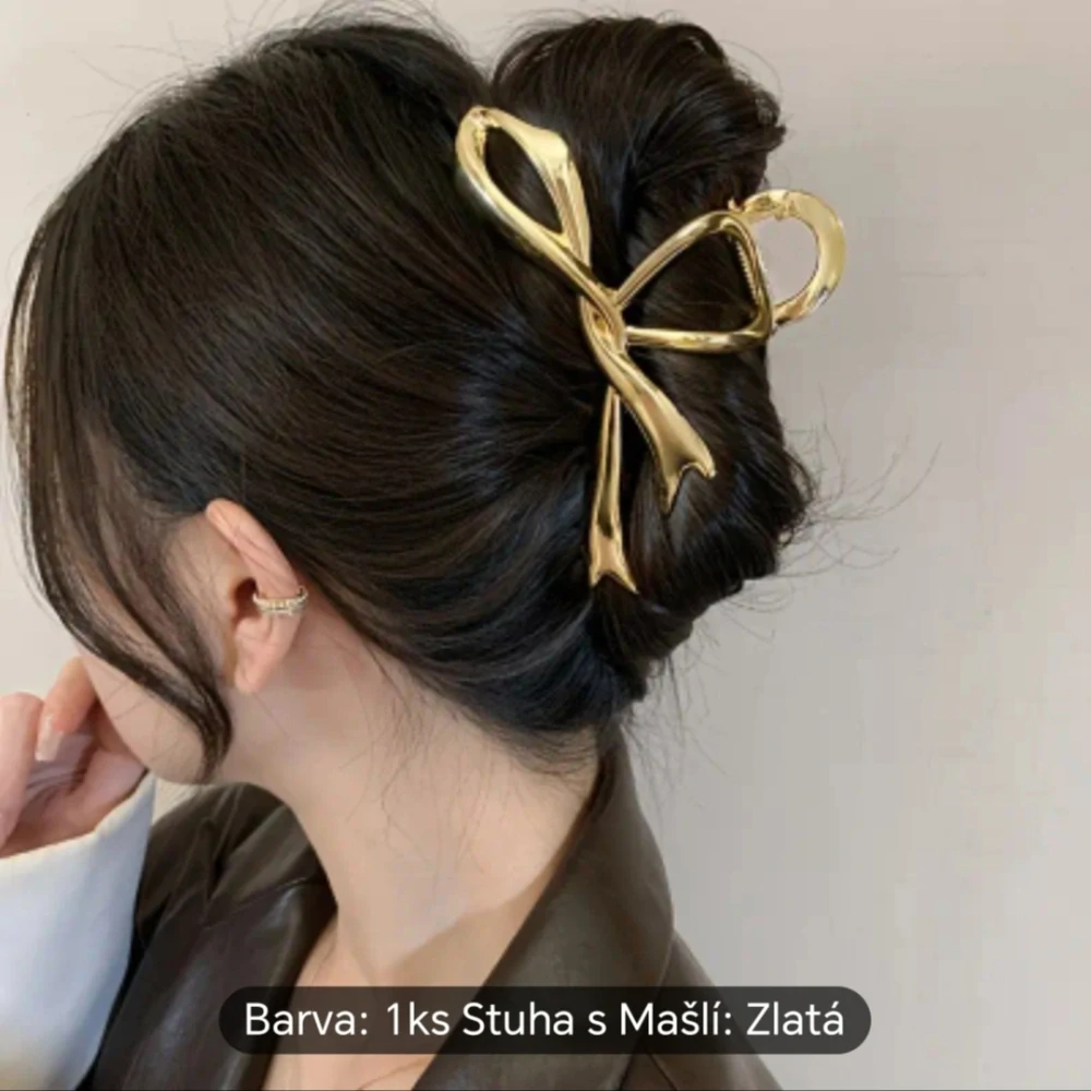 Kovový  velký skřipec ve tvaru stuhy - 2 barvy