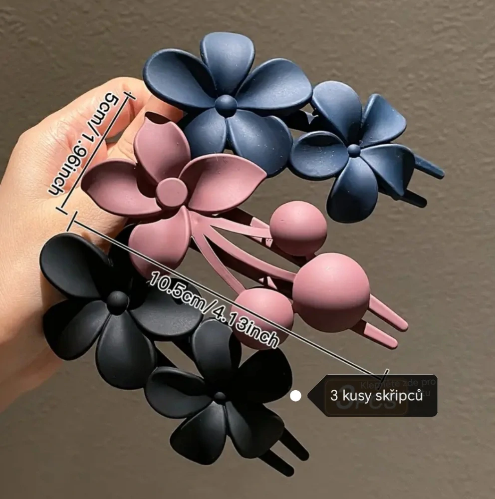 Sada 3 velkých skřipců ve tvaru květiny 