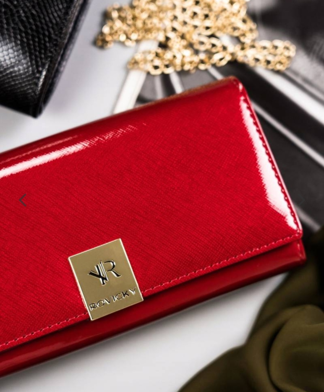 Velká dámská kožená lakovaná peněženka Rovicky na patentku