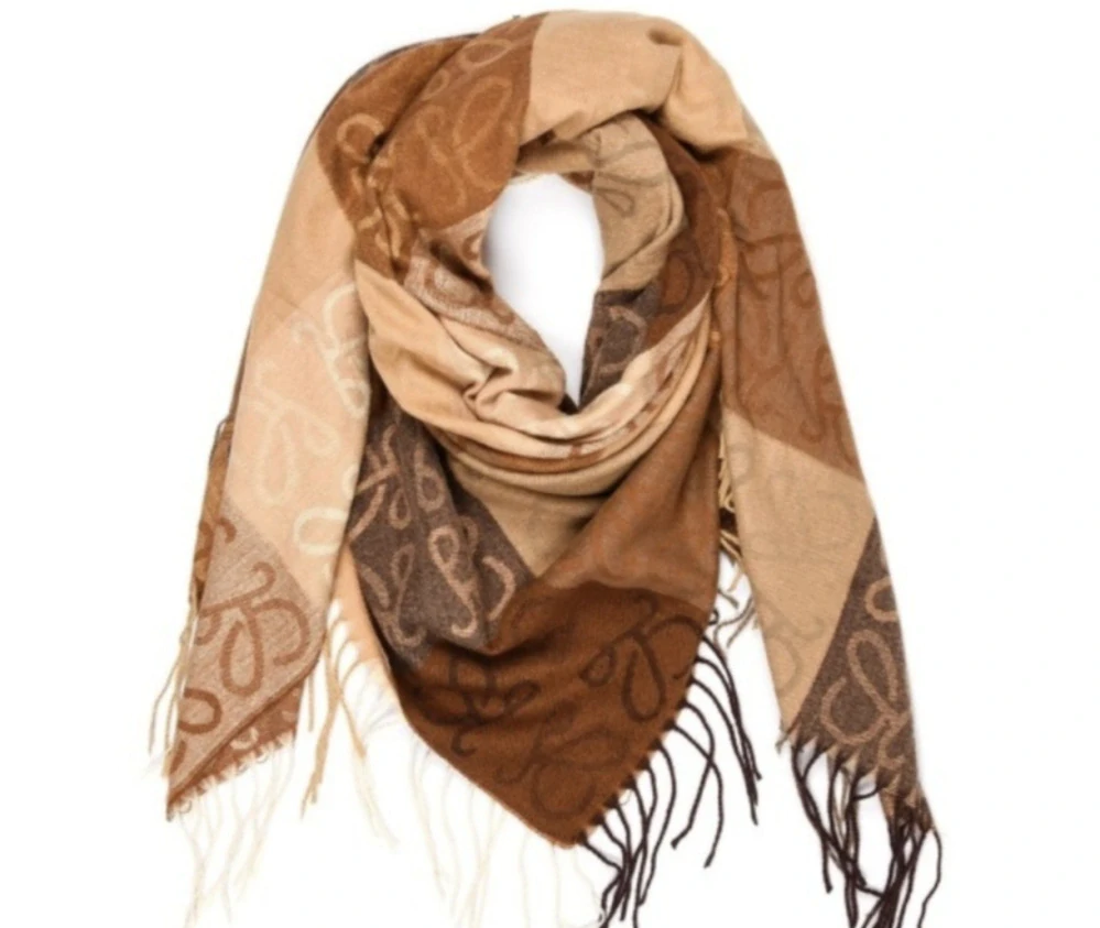 Kašmírová Versoli velká dámská módní šála hnědá  REC-73 