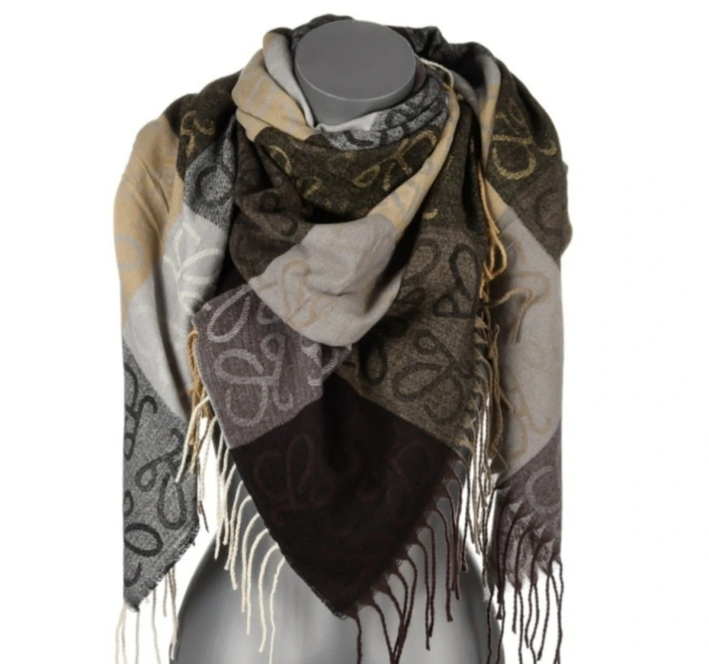 Kašmírová Versoli velká dámská módní šála hnědo-černá REC-73