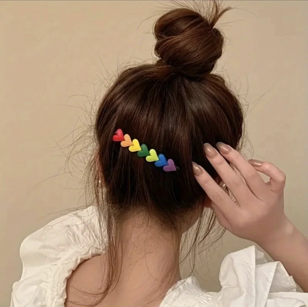 Sponky do vlasů s duhovými srdíčky