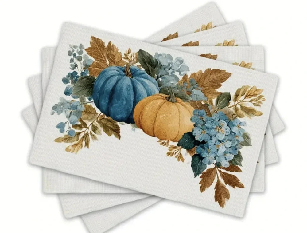 Podzimní prostírání s motivem dýní a květin