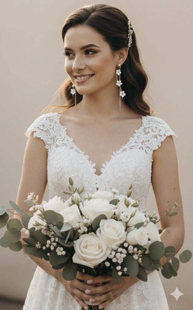 Luxusní květinové náušnice s jemnými řetízky 