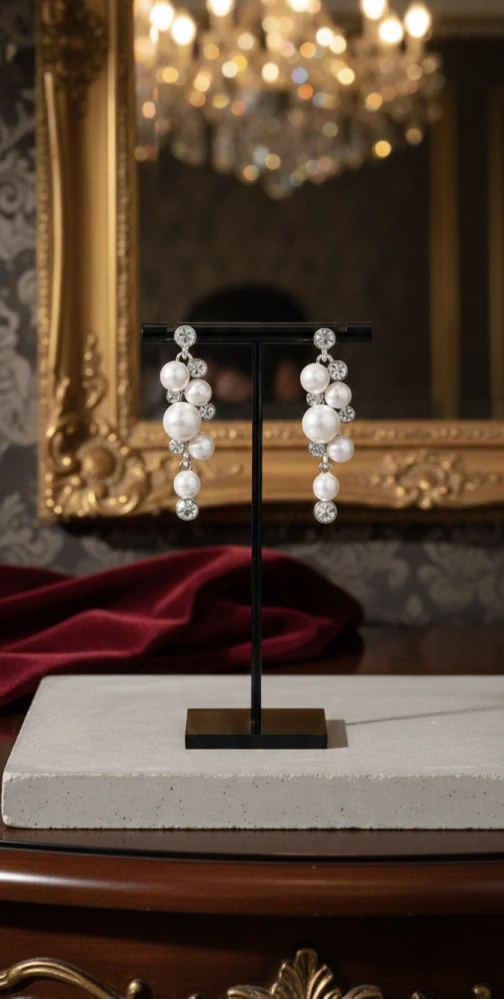 Perlové náušnice Royal Cascade stříbrné barvy 