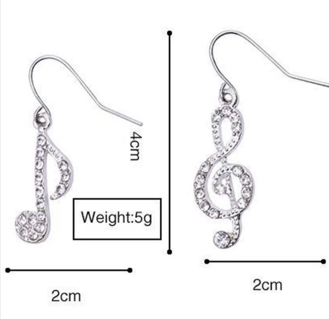 Náušnice houslový klíč a nota