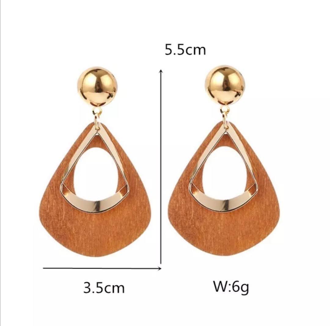 Krásné dámské náušnice dřevo + obecný kov