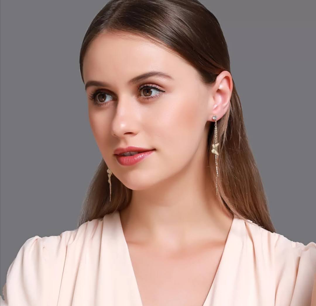 Krásné dlouhé náušnice s motýlky 8 cm