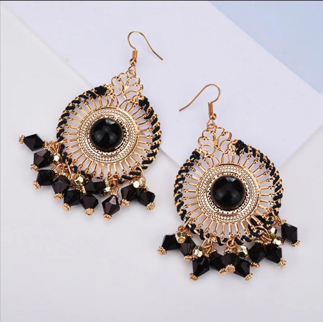 Velké nádherné orientální náušnice 8,5 x 4,5 cm