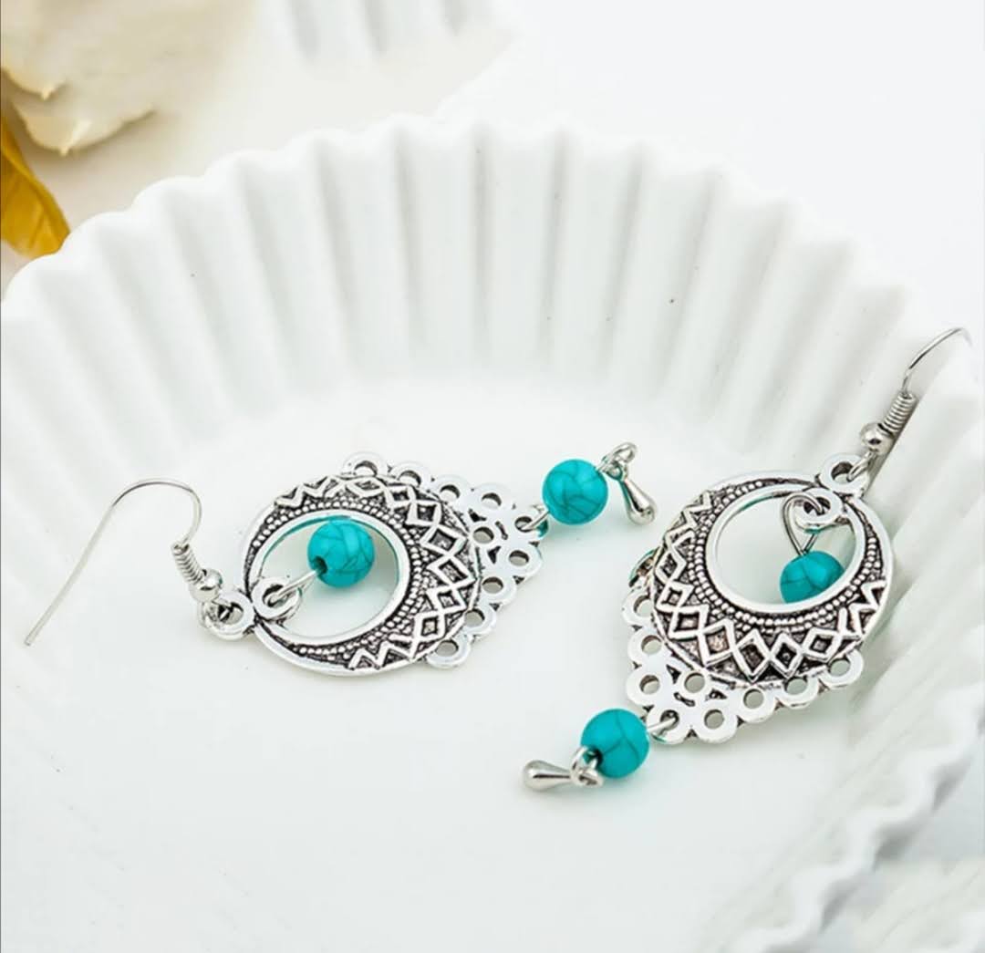 Krásné tyrkysové dlouhé náušnice