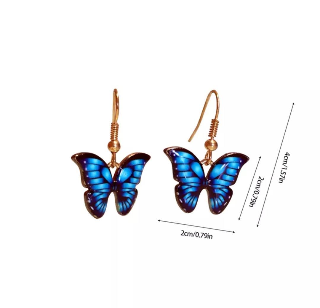 Jemné náušnice modrý motýl
