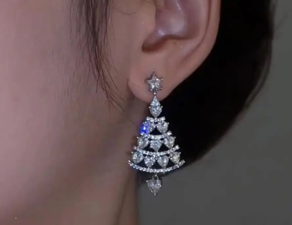 Náušnice vánoční strom