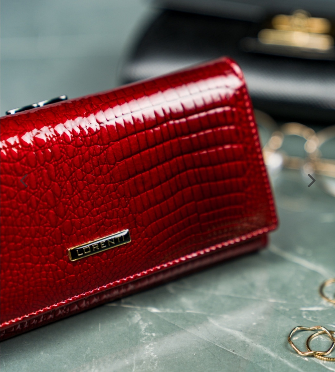 Velká dámská kožená lakovaná peněženka Croco