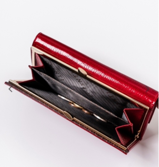 Velká dámská kožená lakovaná peněženka Lorenti červená hladká