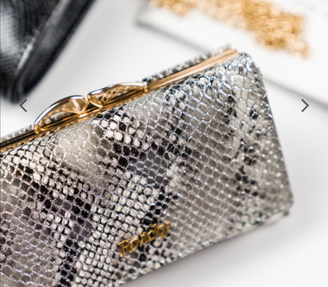 Podlouhlá dámská kožená lakovaná peněženka Rovicky stříbrná 